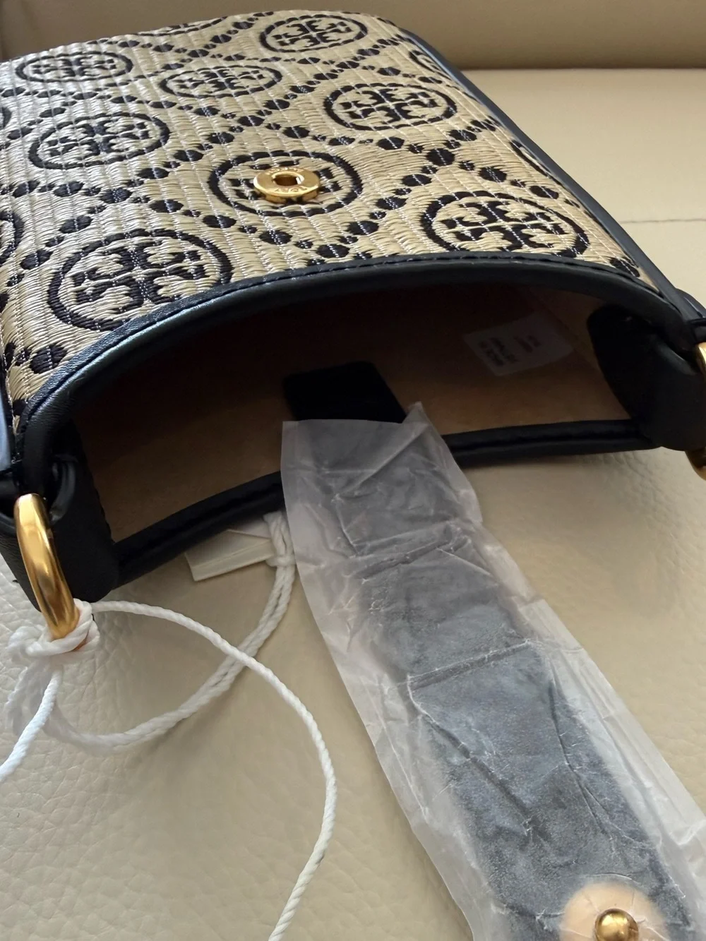 NWT T Monogram Raffia Phone crossbody